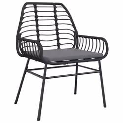 VidaXL 369091 outdoor chair Terrace Padded seat Polyrattan, Steel Black - Additional view 4