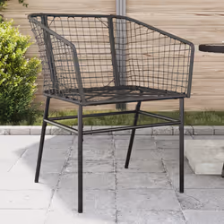 VidaXL 369098 outdoor chair Terrace Padded seat Polyrattan, Steel Black