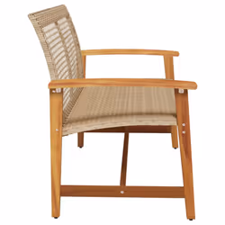 vidaXL Garden Bench Outdoor Bench Chair Beige Poly Rattan and Acacia Wood - Additional view 4