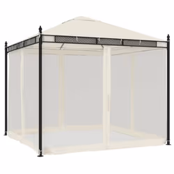vidaXL Gazebo with Mesh Walls Pavilion Tent Marquee Balcony Shelter Steel - cream