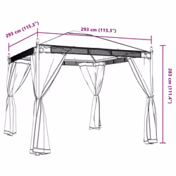 vidaXL Gazebo with Mesh Walls Pavilion Tent Marquee Balcony Shelter Steel - cream