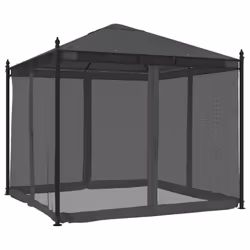 vidaXL Gazebo with Mesh Walls Pavilion Tent Marquee Balcony Shelter Steel - anthracite