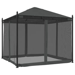 vidaXL Gazebo with Mesh Walls Pavilion Tent Marquee Balcony Shelter Steel - anthracite