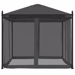 vidaXL Gazebo with Mesh Walls Pavilion Tent Marquee Balcony Shelter Steel - anthracite