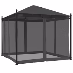 vidaXL Gazebo with Mesh Walls Pavilion Tent Marquee Balcony Shelter Steel - anthracite - Additional view 4