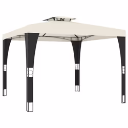 vidaXL Gazebo with Double Roof Pavilion Tent Marquee Cream 2.98x2.98 m Steel - cream, 2.98 x 2.98 m