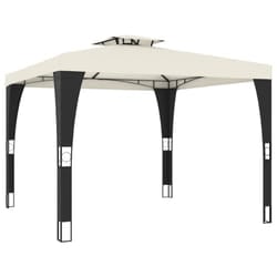 vidaXL Gazebo with Double Roof Pavilion Tent Marquee Cream 2.98x2.98 m Steel - cream, 2.98 x 2.98 m