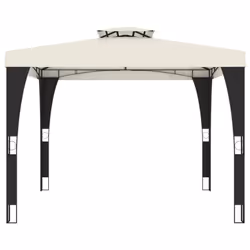 vidaXL Gazebo with Double Roof Pavilion Tent Marquee Cream 2.98x2.98 m Steel - cream, 2.98 x 2.98 m