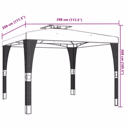 vidaXL Gazebo with Double Roof Pavilion Tent Marquee Cream 2.98x2.98 m Steel - cream, 2.98 x 2.98 m - Additional view 7