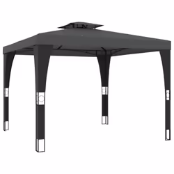 vidaXL Gazebo with Double Roof Pavilion Tent Marquee Cream 2.98x2.98 m Steel - anthracite, 2.98 x 2.98 m