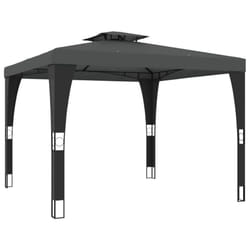 vidaXL Gazebo with Double Roof Pavilion Tent Marquee Cream 2.98x2.98 m Steel - anthracite, 2.98 x 2.98 m