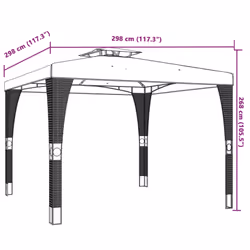 vidaXL Gazebo with Double Roof Pavilion Tent Marquee Cream 2.98x2.98 m Steel - anthracite, 2.98 x 2.98 m