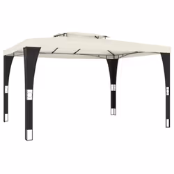 vidaXL Gazebo with Double Roof Pavilion Tent Marquee Cream 2.98x2.98 m Steel - cream, 3.98 x 2.98 m