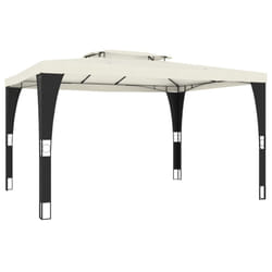 vidaXL Gazebo with Double Roof Pavilion Tent Marquee Cream 2.98x2.98 m Steel - cream, 3.98 x 2.98 m
