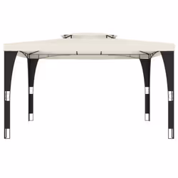vidaXL Gazebo with Double Roof Pavilion Tent Marquee Cream 2.98x2.98 m Steel - cream, 3.98 x 2.98 m