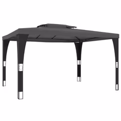 vidaXL Gazebo with Double Roof Pavilion Tent Marquee Cream 2.98x2.98 m Steel - anthracite, 3.98 x 2.98 m