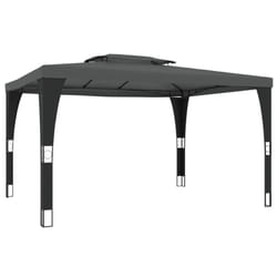 vidaXL Gazebo with Double Roof Pavilion Tent Marquee Cream 2.98x2.98 m Steel - anthracite, 3.98 x 2.98 m
