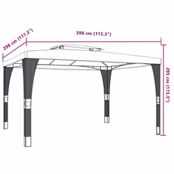 vidaXL Gazebo with Double Roof Pavilion Tent Marquee Cream 2.98x2.98 m Steel - anthracite, 3.98 x 2.98 m - Additional view 7