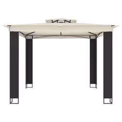 vidaXL Gazebo with Double Roof Pavilion Tent Marquee Balcony Shelter Steel - cream, 2.94 x 2.94 m