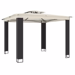 vidaXL Gazebo with Double Roof Pavilion Tent Marquee Balcony Shelter Steel - cream, 2.94 x 2.94 m - Additional view 4