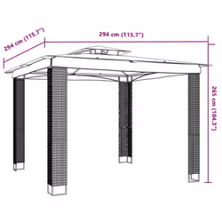 vidaXL Gazebo with Double Roof Pavilion Tent Marquee Balcony Shelter Steel - cream, 2.94 x 2.94 m - Additional view 7