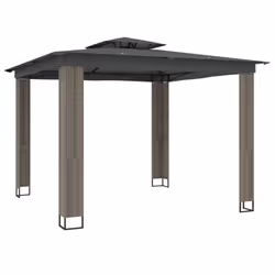vidaXL Gazebo with Double Roof Pavilion Tent Marquee Balcony Shelter Steel - anthracite, 2.94 x 2.94 m