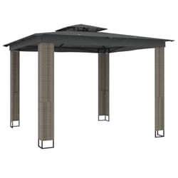 vidaXL Gazebo with Double Roof Pavilion Tent Marquee Balcony Shelter Steel - anthracite, 2.94 x 2.94 m