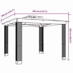 vidaXL Gazebo with Double Roof Pavilion Tent Marquee Balcony Shelter Steel - anthracite, 2.94 x 2.94 m - Additional view 7