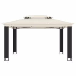 vidaXL Gazebo with Double Roof Pavilion Tent Marquee Balcony Shelter Steel - cream, 3.94 x 2.96 m
