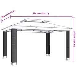 vidaXL Gazebo with Double Roof Pavilion Tent Marquee Balcony Shelter Steel - cream, 3.94 x 2.96 m