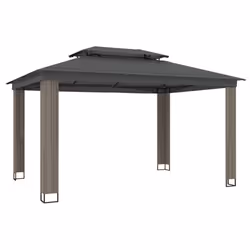 vidaXL Gazebo with Double Roof Pavilion Tent Marquee Balcony Shelter Steel - anthracite, 3.94 x 2.96 m