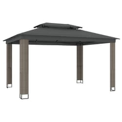 vidaXL Gazebo with Double Roof Pavilion Tent Marquee Balcony Shelter Steel - anthracite, 3.94 x 2.96 m