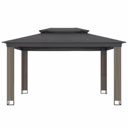 vidaXL Gazebo with Double Roof Pavilion Tent Marquee Balcony Shelter Steel - anthracite, 3.94 x 2.96 m