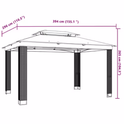 vidaXL Gazebo with Double Roof Pavilion Tent Marquee Balcony Shelter Steel - anthracite, 3.94 x 2.96 m