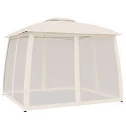 vidaXL Gazebo with Double Roof and Mesh Walls Pavilion Tent Marquee Steel - cream, 2.93 x 2.93 m