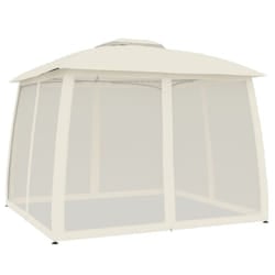 vidaXL Gazebo with Double Roof and Mesh Walls Pavilion Tent Marquee Steel - cream, 2.93 x 2.93 m