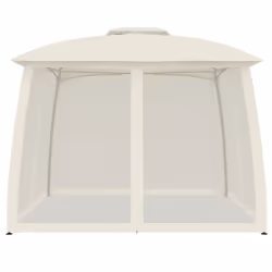 vidaXL Gazebo with Double Roof and Mesh Walls Pavilion Tent Marquee Steel - cream, 2.93 x 2.93 m