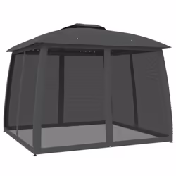 vidaXL Gazebo with Double Roof and Mesh Walls Pavilion Tent Marquee Steel - anthracite, 2.93 x 2.93 m