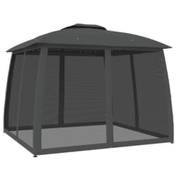 vidaXL Gazebo with Double Roof and Mesh Walls Pavilion Tent Marquee Steel - anthracite, 2.93 x 2.93 m