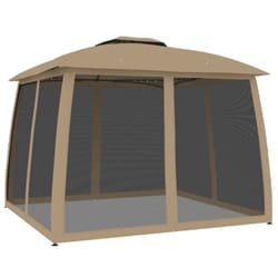 vidaXL Gazebo with Double Roof and Mesh Walls Pavilion Tent Marquee Steel - taupe, 2.93 x 2.93 m