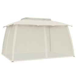 vidaXL Gazebo with Double Roof and Mesh Walls Pavilion Tent Marquee Steel - cream, 3.93 x 2.93 m