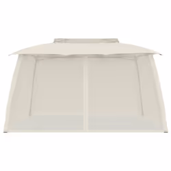 vidaXL Gazebo with Double Roof and Mesh Walls Pavilion Tent Marquee Steel - cream, 3.93 x 2.93 m