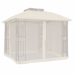 vidaXL Gazebo with Double Roof and Mesh Walls Tent Cream 2.94x2.94 m Steel - cream