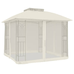 vidaXL Gazebo with Double Roof and Mesh Walls Tent Cream 2.94x2.94 m Steel - cream