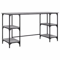 vidaXL Desk Writing Desk Computer Desk Grey Sonoma Metal and Engineered Wood