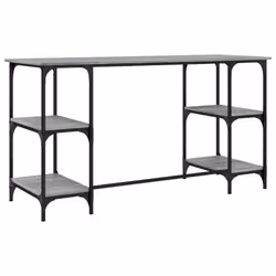 vidaXL Desk Writing Desk Computer Desk Grey Sonoma Metal and Engineered Wood - Additional view 6
