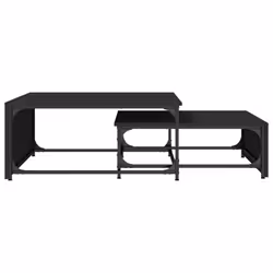 vidaXL Nesting Coffee Tables Side Table 2 pcs Black Engineered Wood and Metal - Additional view 4