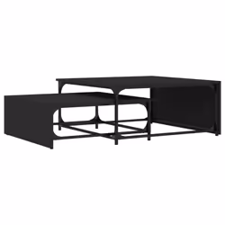 vidaXL Nesting Coffee Tables Side Table 2 pcs Black Engineered Wood and Metal - Additional view 6