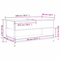 vidaXL Coffee Table End Table Sofa Table Sonoma Oak Engineered Wood and Metal
