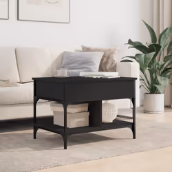 vidaXL Coffee Table End Table Side Sofa Table Black Engineered Wood and Metal
